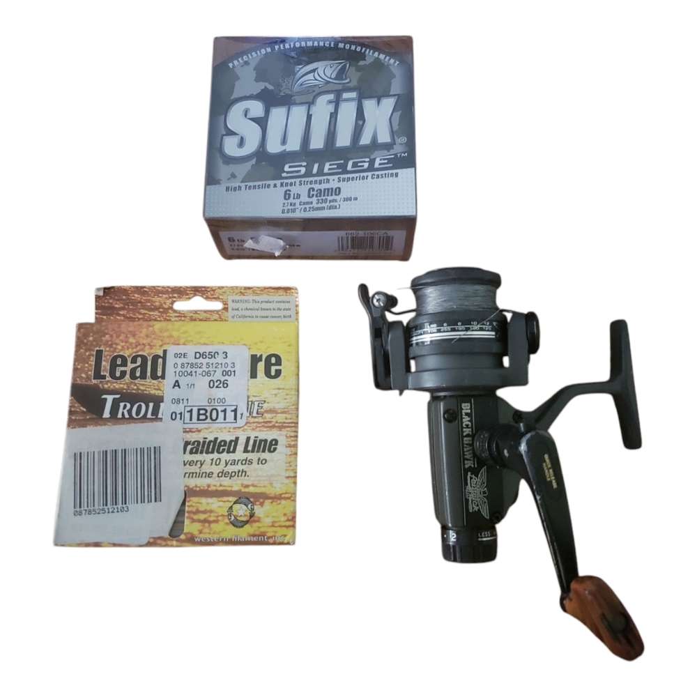 Fishing Reel and Line Bundle - Black Hawk Fenwick Mach 3 With 2 Types Of Line